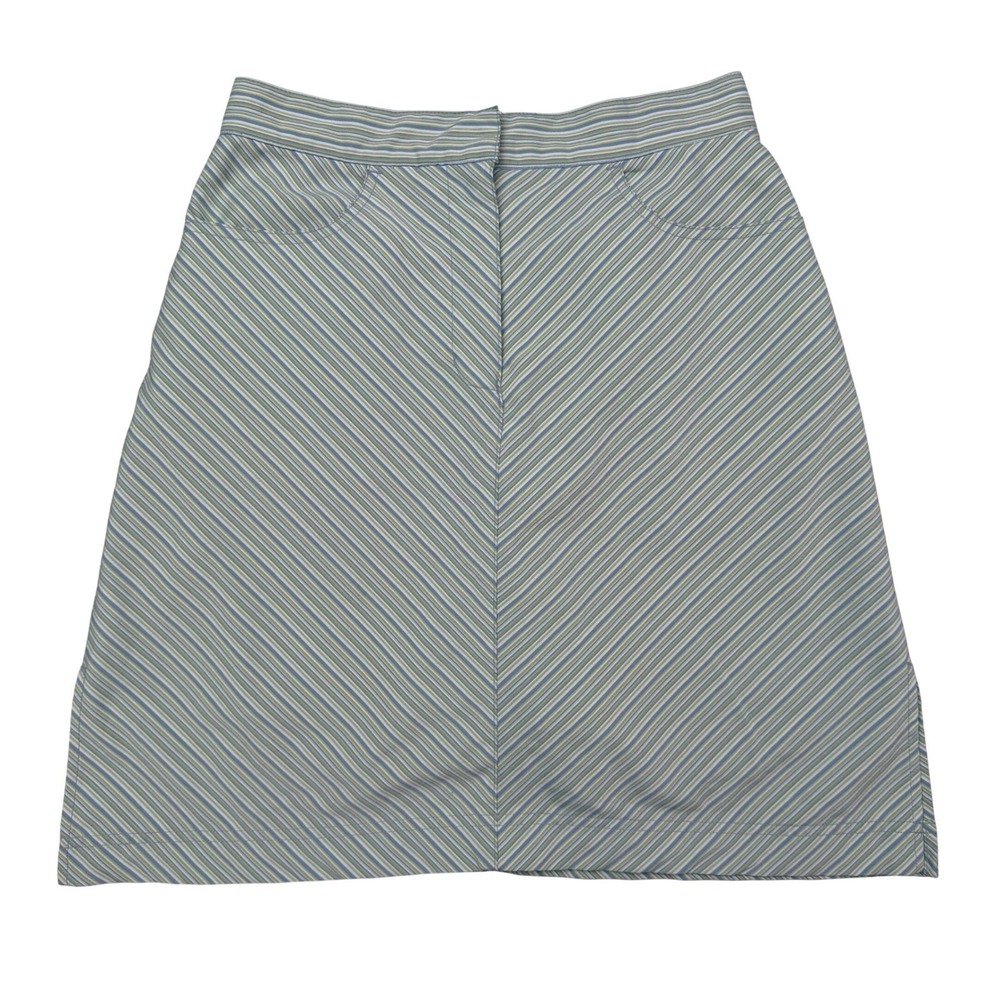 Aurea Golf Essentials Skort Blue Green Striped Pockets Tenniscore Preppy Size 4